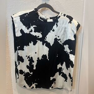 Pistola Jordan Shoulder Pad Tank Blouse- Size Small- Black & White